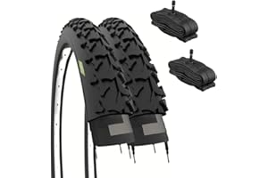 ECOVELO 2 Cubiertas MTB de 26 x 1,90 (50-559) + cámaras Americanas neumáticas tachadas, Bicicleta de montaña de 26 Pulgadas