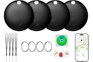 JANOLTY Air Tag -4 Pack,Bluetooth-Tracker Kinder kompatibel mit Apple Wo ist？| Nur für iOS | 4 Verschiedene Hüllen | Austauschbare Batterie | Wasserabweisend | Tracker für Katze, Fahrrad (4 Packs Schwarz)