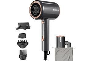 Haartrockner Ionen 2400W Rescien mit Reisebeutel & Halter, [2025 Neu] Föhn Fön Schnelltrocknen [leicht & kompakt], Profi Reisefön Heiß-/Kalttaste, 3 Heiz,3 Geschwindigkeiten/Haarföhn mit 3 Aufsätze