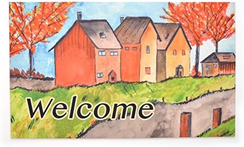 Stephan Roberts Cottages in the Fall Rubber Doormat, 18''x30''