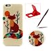 Produktbild iPhone SE Hülle Silikon Schutzhülle Tasche Case,iPhone 5S Weiches Silikon TPU Gel Bumper Case Etui Schale Cover Skin,Herzzer Modisch Hochwertig Ultra Dünn Slim Thin Bunt Handytasche Mit [Bezaubernd Fuchs Muster] Guter Schutz Kratzfest Flexibel Leicht Gummi Rubber Jelly Soft Protective Stabil Handyhülle Schutztasche Back Cover Case Shell für Apple iPhone SE/iPhone 5/5S + 1 x Frei Rot Handy Halterung Ständer + 1 x Frei Weinrot Touch Pen Stift Stylus