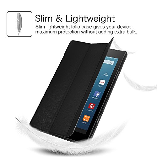 Fintie Hülle für Fire HD 8 2016 – Ultra Slim Lightweight Schutzhülle Smart Cover mit Standfunktion und Auto Schlaf / Wach Funktion für Fire HD 8 Tablet (6. Generation – 2016), Schwarz - 6