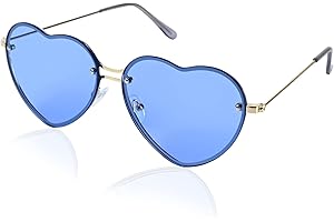 FORMIZON Herzform Sonnenbrille, UV400 Mode Rimless Sonnenbrille, Herz Geformt Sonnenbrille Metallrahmen Retro Sonnenbrillen Hippie Brille, Bunte Herzbrille Dünner für Herren Damen Zubehör