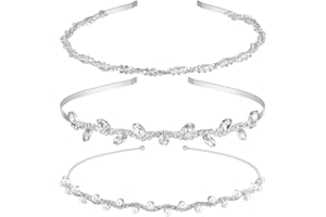ORFION 3 Pezzi Fasce da Sposa Copricapo Corona Perle Coroncina Sposa di Cristallo Strass Cerchietto Gioiello per Capelli Donna Principesse Damigelle per Feste, Matrimoni, Compleanni
