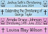 Personalised Christening Baptism Dedication Holy Communion Confirmation Banner Party Decoration - All Colours!