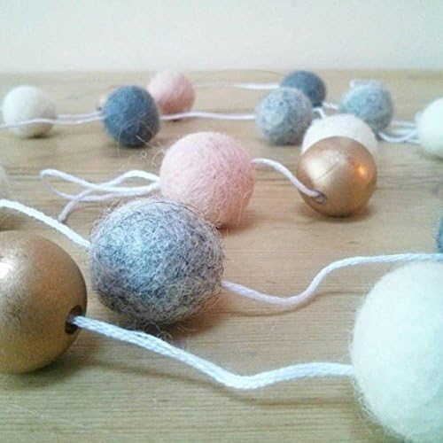 Blush, gold, white and greys pompom garland