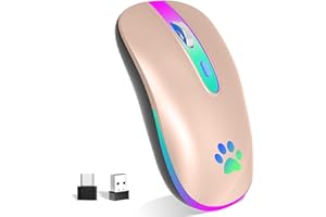 KBCASE Souris sans Fil Rechargeable, Souris Bluetooth Rétroéclairée de 7 Couleurs avec Mini récepteur USB de 2,4G, Souris Gamer pour PC, Mac, Ordinateur Portable, Chromebook, Notebook,Windows,Andriod