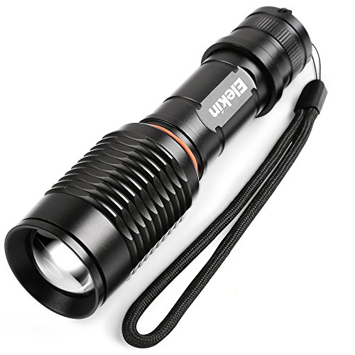 Elekin Taschenlampe Blendung CREE XML T6 Wasserdichte Teleskopfokus, 5-Gang-Modus und 360 Fahrradhalterung