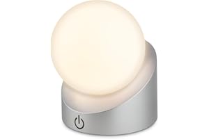 BRILONER - Mini lampe de table LED sans fil IP54 avec touche, variateur par paliers, batterie et source interchangeables, lampe de chevet, boule, lampe LED, lampe de table à batterie, 10x8x9 cm
