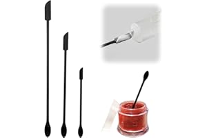 ATBUSS Set di 3 Mini Spatole in Silicone - Piccolo Cucchiaio, Spatola in Vetro, Spatola per Cosmetici Con Manico Lungo, Agitatore per Lozioni Cosmetiche Sottili, Bellezza (Nero)