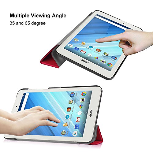 AVIDET Ultra Slim Acer Iconia One 8 B1-850 Hülle Case Superleicht Ständer Smart Shell Cover Schutzhülle Etui Tasche für Acer Iconia One 8 B1-850 Tablet-PC (Rot) - 2