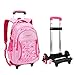 Produktbild Tmibay Rolling Rucksack Kinderrucksack mit Räder Kinder Schultaschen 3 Räder Kinder Aufstieg Treppe Trolley Schultasche Kindertaschen Mädchen Rucksack(Rosa)