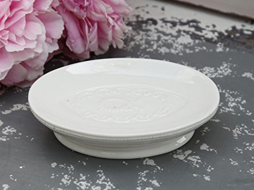 Seifenschale oval Keramik Perlendekor ‚Marie Antoinette‘ weiß - 2