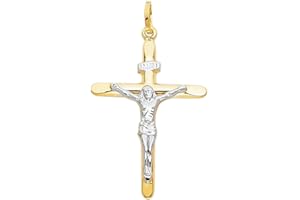 PRINS JEWELS Bicolor Anhänger Kreuz Mit Jesus 18 Karat 750 Gelbgold Weißgold Unisex