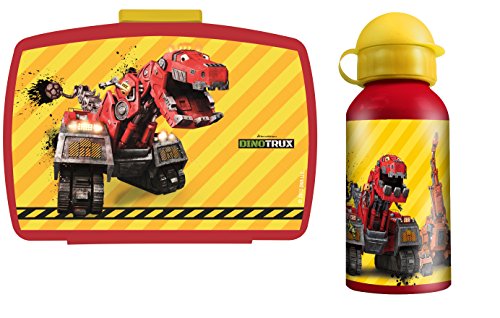 Preisvergleich Produktbild Dinotrux Pausenset mit Brotdose Lunchbox und Alu Trinkflasche im praktischen Set