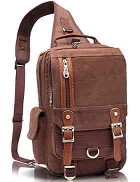 KAUKKO Herren Brusttasche Canvas Freizeit Schultertaschen Handtasche Tasche Schultasche Daypacks