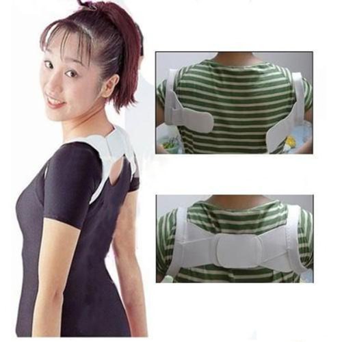 Beauty White Back Posture Women Body Shoulder Support Band Belt Brace Corrector, White
