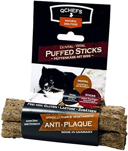 Qchefs Dental Vital Puffed Rubber Dog Snack Sticks (Pack of 2x 100 g)