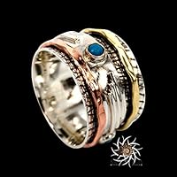 Spinner Ring - Meditationsring - Anti Stress Ring - drei Metall Ringe - Multi Metall Ring - gemischte Metall Ring - Unisex Ring - Yoga Ring - Größe 62