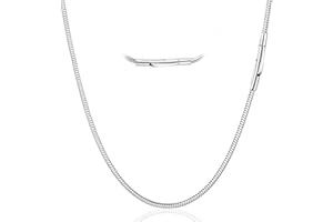 LOCCY Men Sturdy Snake Chain Necklace, 2/3/4mm Mens Snake Chain Stainless Steel Silver Black Round Snake Necklace for Men Women, 18" 20" 22" 24" 26" 28" Length