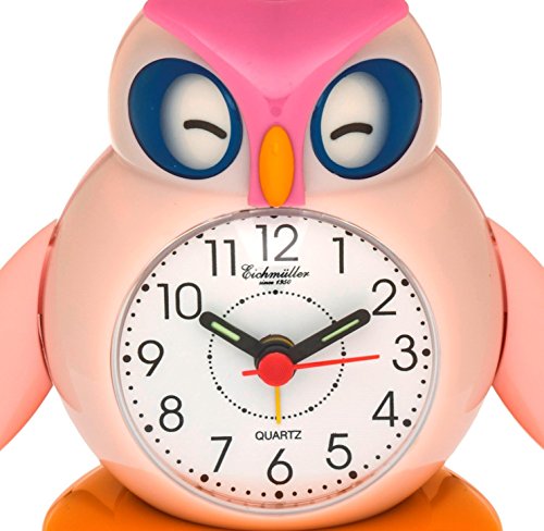 Eichmüller Kinderwecker Eule rosa Analogwecker mit Alarm Snooze und Licht - 3