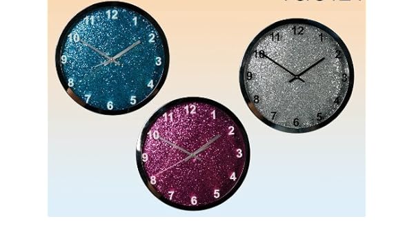 Glitter Bling Wall Clock In Silver Amazon Co Uk Kitchen Home