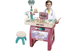 Coo11 Doctor Kit for Kids Mobile Cart with Lights Pretend Medical Station Set Kids Doctor Toys Cart Set Medical Kit for Toddler Gift Girls Boy 3+