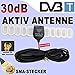 Produktbild KFZ Digital Aktiv 30dB Antenne für DVB-T Auto TV Tuner/Receiver mit SMA Stecker 30 dB Signal Verstärker/Booster PKW LKW 12/24 Volt Car Hochgeschwindigkeit KFZ Klebe-Antenne 5 Volt für DVBT, Autoradios mit interne Stromversorgung