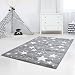 Produktbild carpet city Kinderteppich Flachflor Hochwertig Bueno mit Konturenschnitt, Glanzgarn mit Sternen-Muster, Sterne in Grau, Größe 120x170 cm