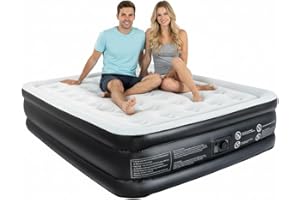 Lopekuty Double Airbed with Built-In Electric Pump - 3 Mins Self-Inflating Raised Inflatable Mattress for Guests, Camping & Travel