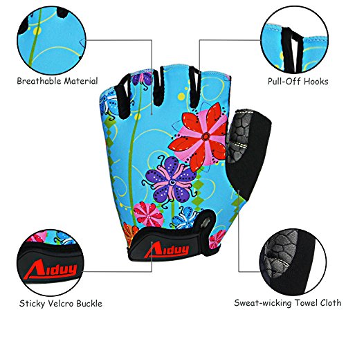 Aiduy FahrradHandschuhe, Fitnesshandschuhe Trainingshandschuhe Halbfinger-Fahrradhandschuhe – Rutschfest, Schaum gepolstert und Klettverschluss - 2