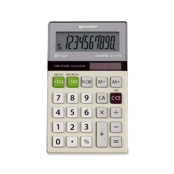 Sharp EL-377TB 10-Digit with Punctuation Twin Power/Glass Top Design Calculator