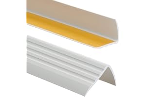 ProfiPVC Perfil de PVC autoadhesivo de borde para escaleras 50mm x 40mm en Forma de L, Tiras antideslizantes para peldaños, Esquina para cantos - Cantonera Protector, 110cm, Gris claro
