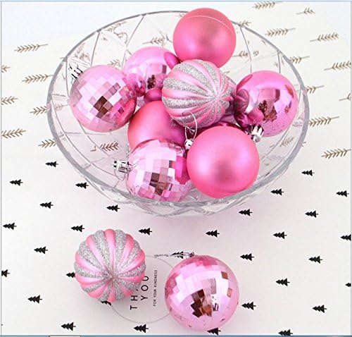 Set - 12 Pieces Lovely Theme Painting Shatterproof Christmas Tree Baubles Bling Plating Balls corations Mixed Finishes Tree Pendants Onaments Ideal for Xmas Tree, New Year, Wedding Birthday Party Decoration