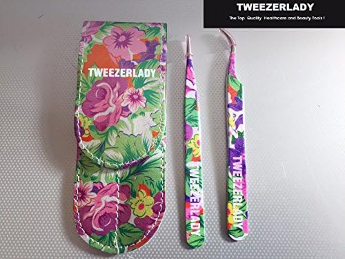 TWEEZERLADY Pointed and Curve Tweezers Set - Floral