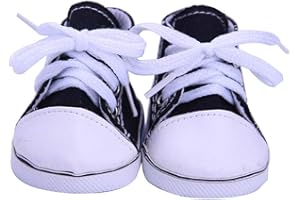 Aeromdale Puppenschuhe, einfarbige Leinen-Schnürschuhe für 45,7 cm große amerikanische Puppen, Mädchen, 43 cm große Puppengeschenke, schwarz, 1 Paar
