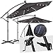 Produktbild Kesser® Alu Ampelschirm Ø 300 cmLED mit An-/Ausschalter Solarpanel  Kurbelvorrichtung UV-Schutz Aluminium Wasserabweisende Bespannung - Sonnenschirm Schirm Gartenschirm Marktschirm Grau