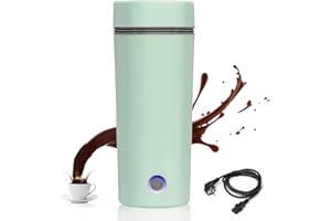 leiruo Bouilloire électrique de voyage 3 en 1 Mini Bouilloire et Mini Thermos 304 Bouilloire en Acier 350 ml Mini tasse chauffante portable Arrêt automatique pour Thé, Lait, Café (Vert)