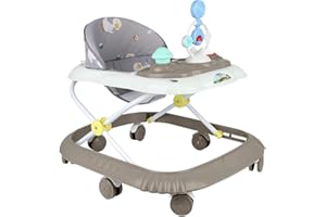 LANTUS Trotteur Bébé 4-en-1 Gris avec fonction pousseur, Trotteur bébé réglable en hauteur et facilement pliable,avec plateau multi-activités interactive avec musique amovible, -67 * 72 * 92cm-Kaki(B)
