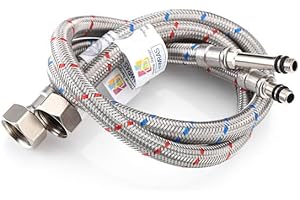 Home Range 500mm 2 Pipes M8 x 1/2" |4 Lengths| Flexible Pipe Tap Connector Stainless Steel, Hose Kitchen/Basin Isolator Valve WRAS Approved Braided Pipe for Bathroom Rust-Free Corrosion Resistant