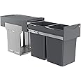 Hailo AS Built-in rubbish bin Tandem 15/15 dark grey for hinged door cabinets from 300 mm width