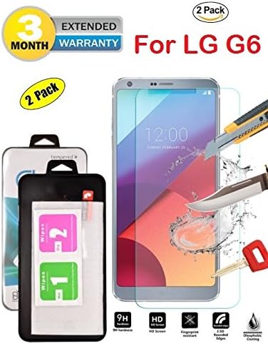 Tuaha LG G6 Screen Protector, [2-Pack] LG G6 Tempered Glass Screen Protector [ANTI-SCRATCH] [BUBBLE-FREE][ULTRA-CLEAR] for LG G6 Transparent