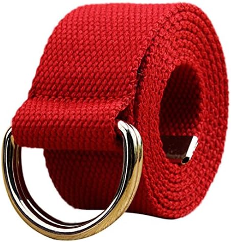 Double loop canvas belt men and women students lovers waistband by ZJENE (110CM -140cm, Red)