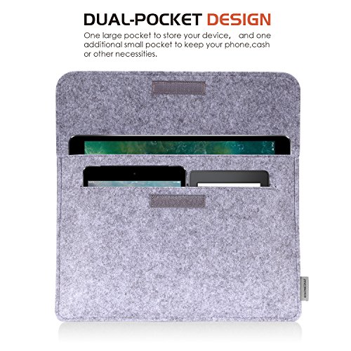 MoKo 10-11 Zoll Tablet Filz Sleeve Hülle – Ultrabook Laptoptasche Notebooktasche Laptop Schutzhülle Tasche mit Karten-Slot / Kleine Filz Bag für Acer One 10.1″ / ThinkPad 10 10.1″ / Surface 3 10.8″, Hellgrau - 2