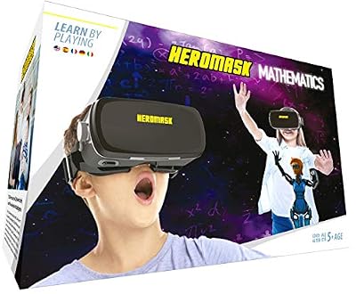 Heromask Casque realite virtuelle + Jouet educatif Maths [Calcul mental, table de multiplication...] Lunette 3D de réalité augmentée + Jouet enfant 5 6...12 ans [Cadeau Original] Noel - Anniversaire. Jeu VR