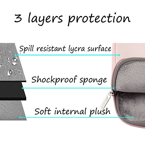 MOSISO Wasserresistente Lycra Laptop Hülsen Beutel Abdeckung für 13-13.3 Zoll MacBook Pro, MacBook Air, Notebook mit kleinem Kasten Fall, Baby Rosa - 3