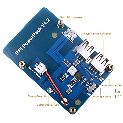 Quimat Placa de Bateria de Litio para Raspberry Pi  Paquete de Fuente de Alimentacion 3800mAh   micro USB Cable para Raspberry Pi 3 2 Modelo B RPi 1 B B   A A  