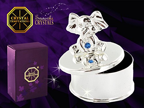 Preisvergleich Produktbild GERMANY CRYSTAL TEMPTATIONS - Versilberte Elephante auf Schmuckschatulle mit Swarovski-Kristallen