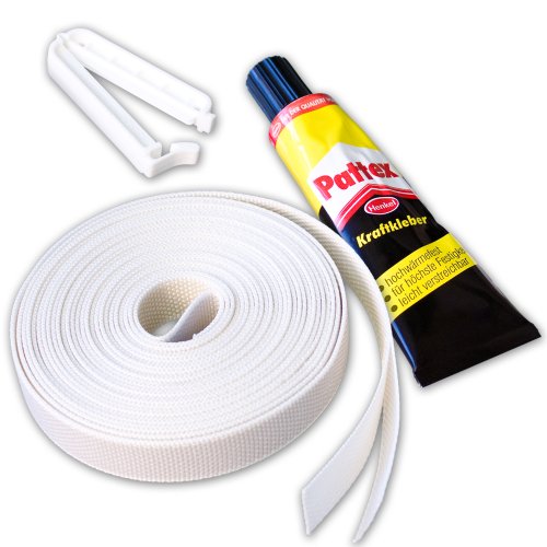 Preisvergleich Produktbild Reparatur-Set für MAXI-Gurtband (beige / grau) mit Kleber