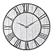 Produktbild Da-upup Metall Römische Ziffer Wanduhr Stille Sweep Nicht tickt Dekorative Retro Große Runde Holz Uhr Für Geschenk Schwarz (40 cm Durchmesser)